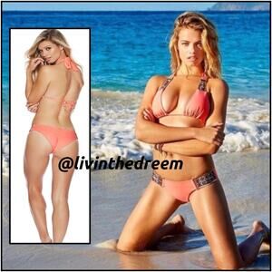 BEACH BUNNY BOHO PARADISE HALTER BIKINI IN CORAL XL SET